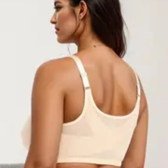 Sport Bra Front Closure Padded Wireless Fitness 8XL #3 Black, White, Beige - Picture 5 of 6